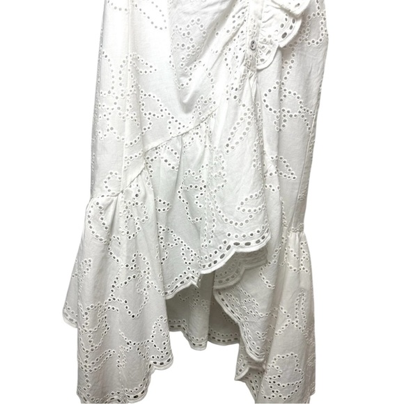 PARKER White Eyelet Ruffle Button Midi Dress Embroidered NWT size 4 Boho Chic - Picture 7 of 9